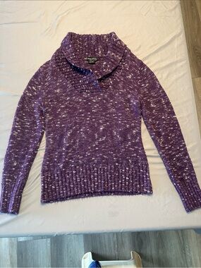 Marled Purple Cowl-Neck Sweater